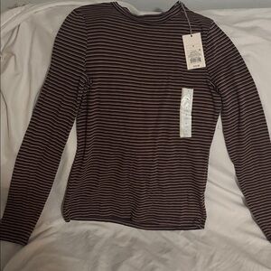 a new day Striped Long Sleeve Top - Brown and White